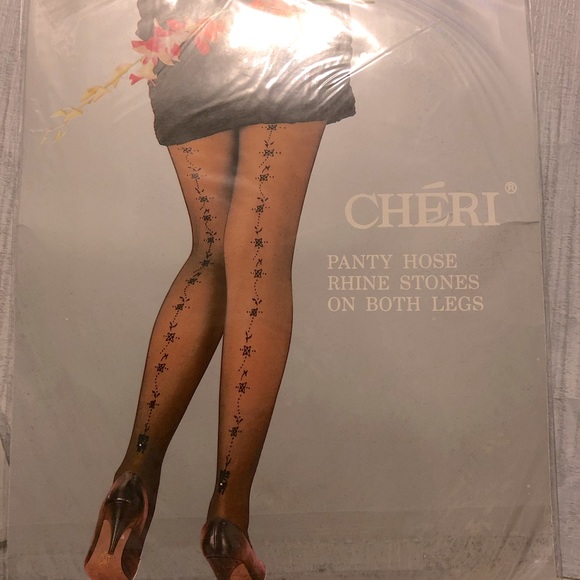 NEW Rhinestone On Both Legs Elegant fancy Panty Hose-Imported - Picture 2 of 4